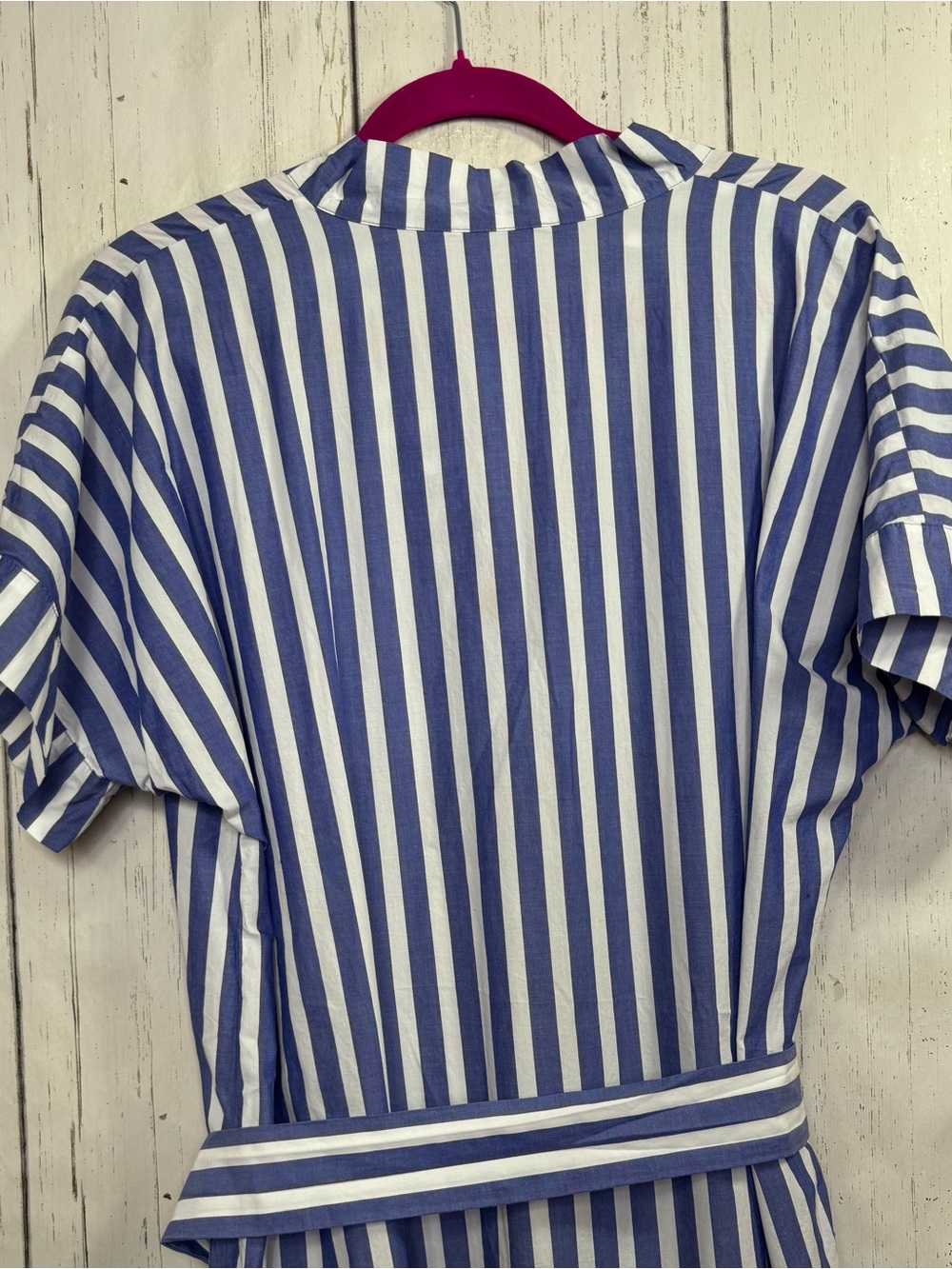 J.Crew Blue White Stripe Cotton Poplin Maxi Dress Belted Coastal Preppy Nautical - Picture 11 of 16